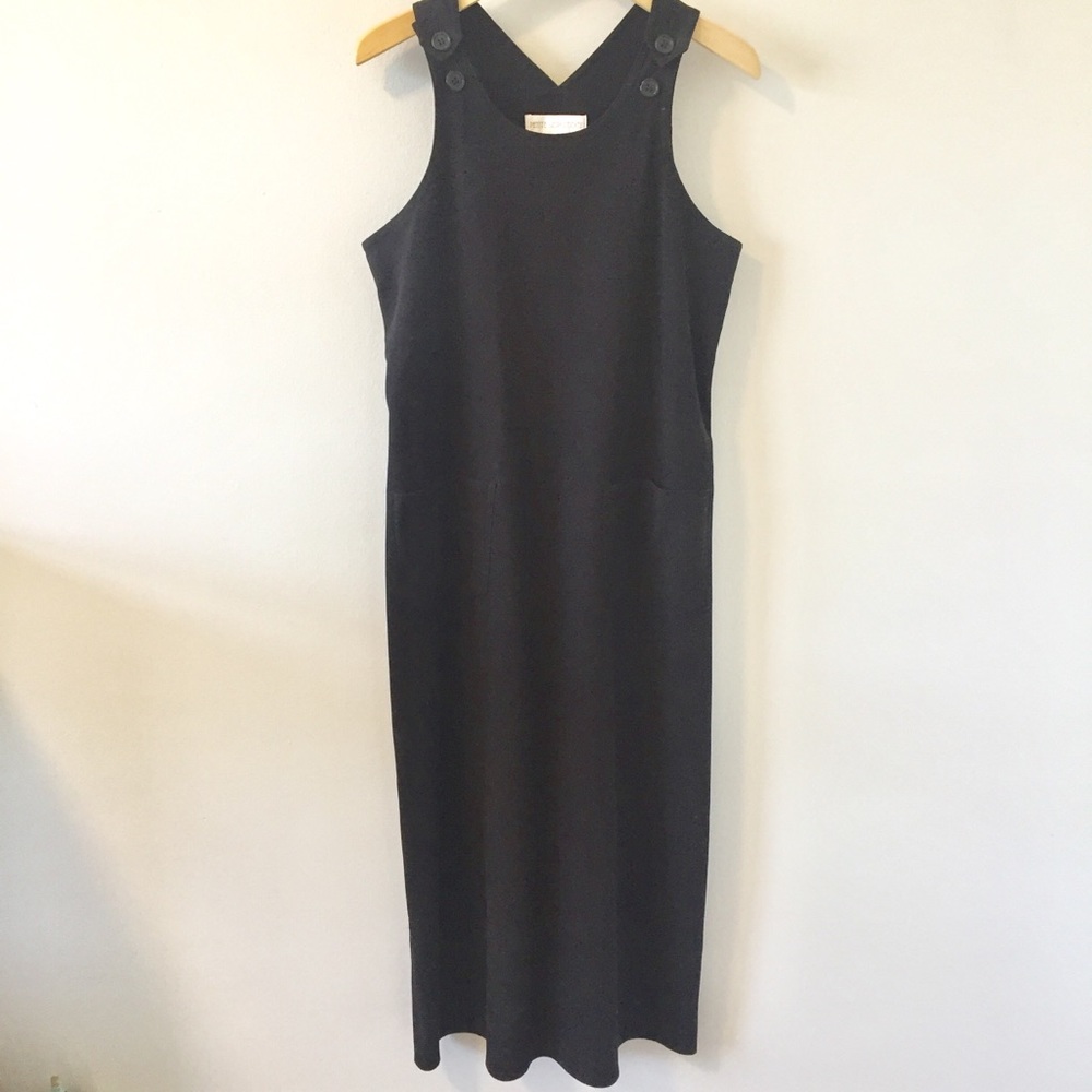 VINTAGE Overall dress | Black Midi | Pockets